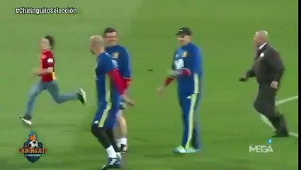 A little boy ran away from security to hug Alvaro Morata