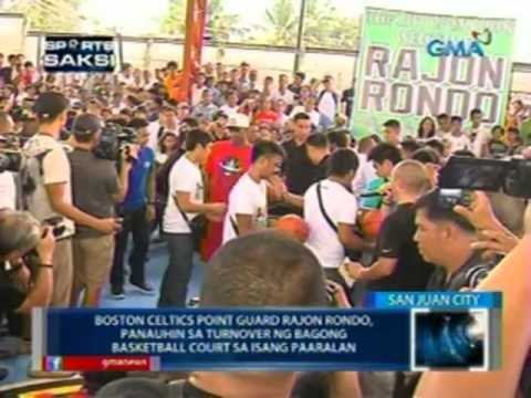 Boston Celtics player Rajon Rondo, panauhin sa turnover ng bagong basketball court sa isang paaralan
