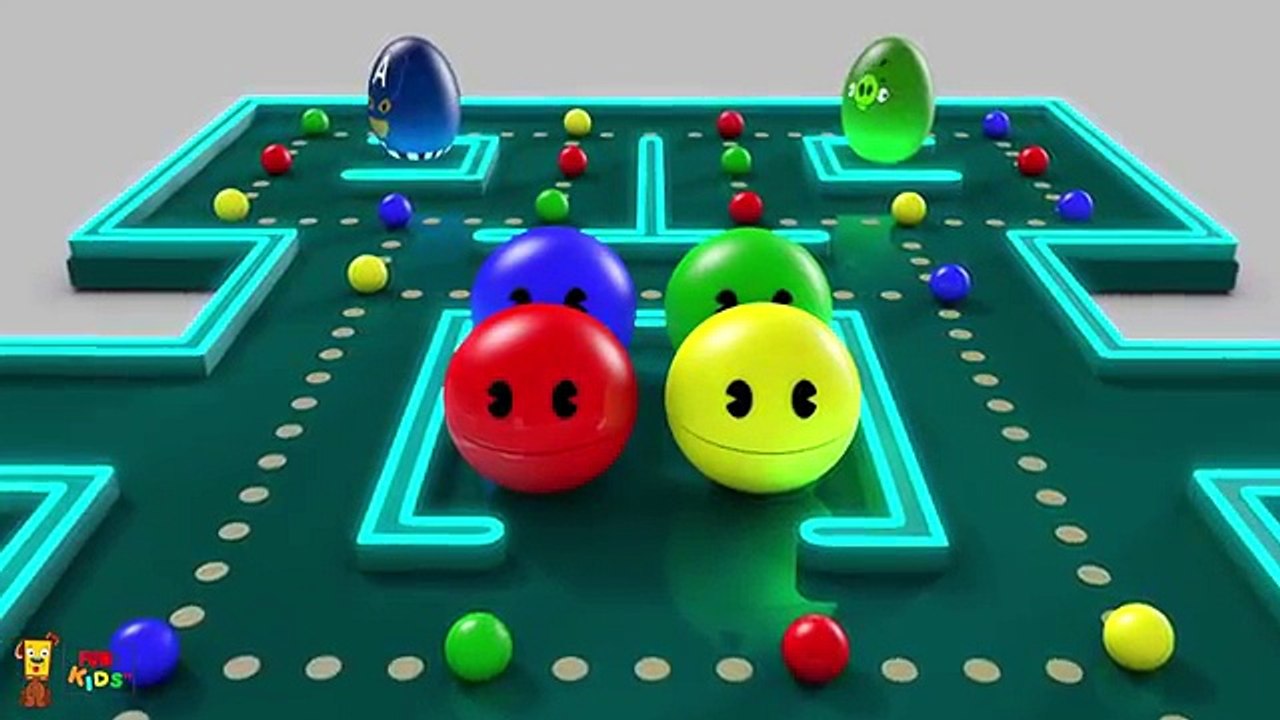 Aprender los colores con pacman para los niños | pac-man de dibujos ...
