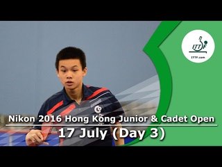 2016 Nikon Hong Kong Junior & Cadet Open – Day 3 LIVE