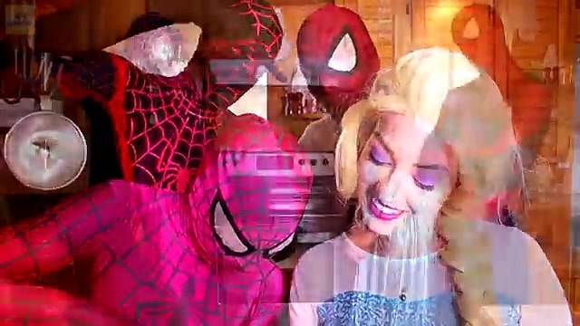 Spiderman, Frozen Elsa & BABIES! w/ Pink Spidergirl Joker Maleficent Ariel Mermaid Rapunze