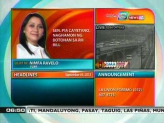 DB: Sen. Pia Cayetano, naghamon ng botohan sa RH bill