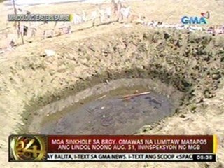 Mga sinkhole sa Brgy. Omawas na lumitaw matapos ang lindol noong Aug. 31, iniinspeksyon ng MGB
