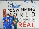 Swimming - men's 50m freestyle S7 medal ceremony - 2013 IPC Swimming World Championships Montreal