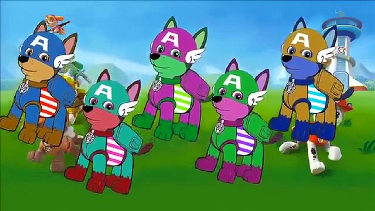 Paw Patrol Chase Captain America Finger Family | Animation Daddy Finger Nursery Rhyme Song