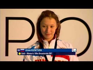 Swimming - women's 100m breaststroke SB7 medal ceremony - 2013 IPC Swimming World Championships