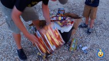 Family Fun Night Playing with Fireworks on 4th of July Lighting Parachute Fireworks & TNT Poppers-u-wx92t6VJE