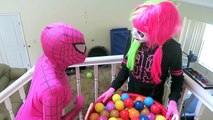 Joker vs Joker Girl! w_ Pink Spidergirl & Batman - Spiderman vs T Rex - Funny Superheroes  -)-nrGKuGfsAO0