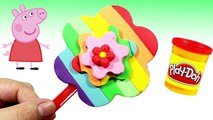 Play DOh Ice Cream! - Create Cream Flower Rainbow playdoh along Peppa Pig Toys