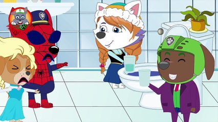 Paw Patrol Spiderman & Frozen Elsa Drinking Water Treatment Toilet Babies! paw patrol ⒻⓊⓁⓁ