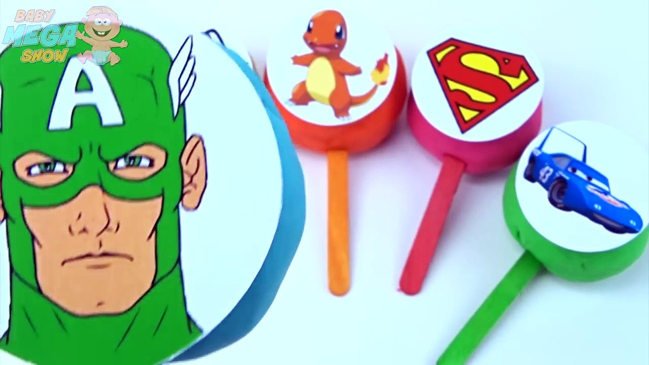 Play Doh Clay Superman Toys Lollipop Marvel Avengers Superheroes Learn Colours for Childre
