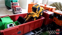 Garbage Truck Videos For Children l TOY TRUCK BATTLE Jumping Ramps l Garbage Trucks Rule-SLR