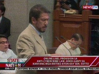 Online libel provision sa Anti-Cybercrime Law, 'di ganti sa kanyang mga kritiko ayon kay Sotto