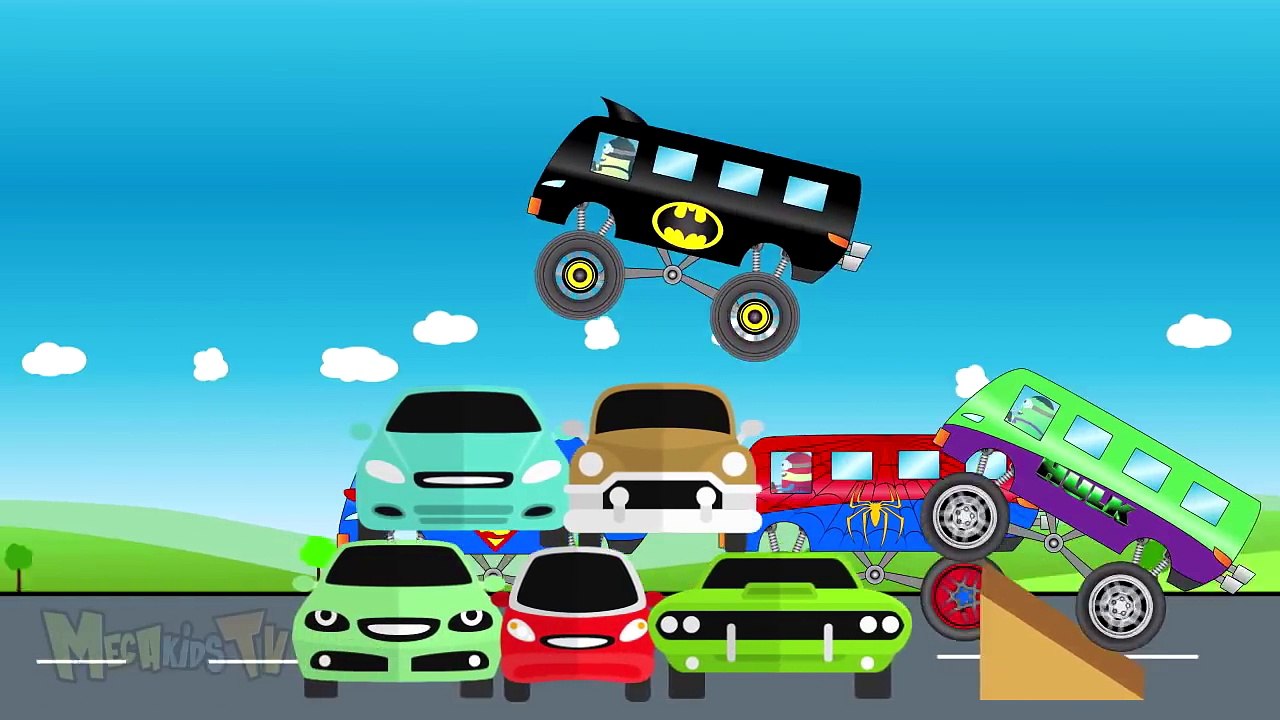 Batman SuperMan SpiderMan Hulk Big Trucks - Monster Trucks For Kids