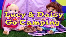 BABY ALIVE ON FIRE! Lucy Doll Camping with Journey Girls Outdoor Adventure Tent & Smores *