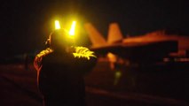 Impressive Footages of US Fighters Landing_Taking Off Carrier During Night (Boeing F_A-18)