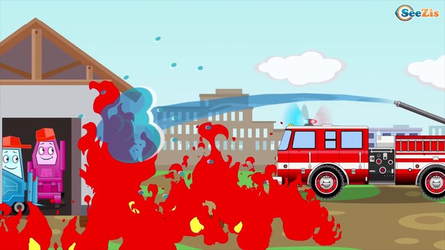 New Learn Vehicles & Colors RED Fire Truck Tow Truck Dump Truck and More Cars & Truck Cartoon