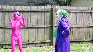 Spiderman vs Joker vs Minion! w_ Batman, Pink Spidergirl Crazy Gymnastics - Fun Superheroes  -)-2m