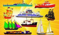 Water Vehicles for Kids - Ships Boats Yacht Coastguard Cruiseship Battleship