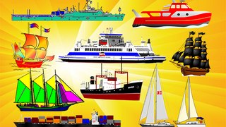 Water Vehicles for Kids - Ships Boats Yacht Coastguard Cruiseship Battleship