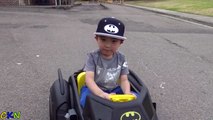 New Batman Batmobile Battery-Powered Ride-On Car Power Wheels Unboxing Test Drive With Ckn Toys-bi_f