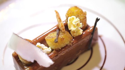 Barre chocolat / noix de coco, pop-corn et banane caramélisée