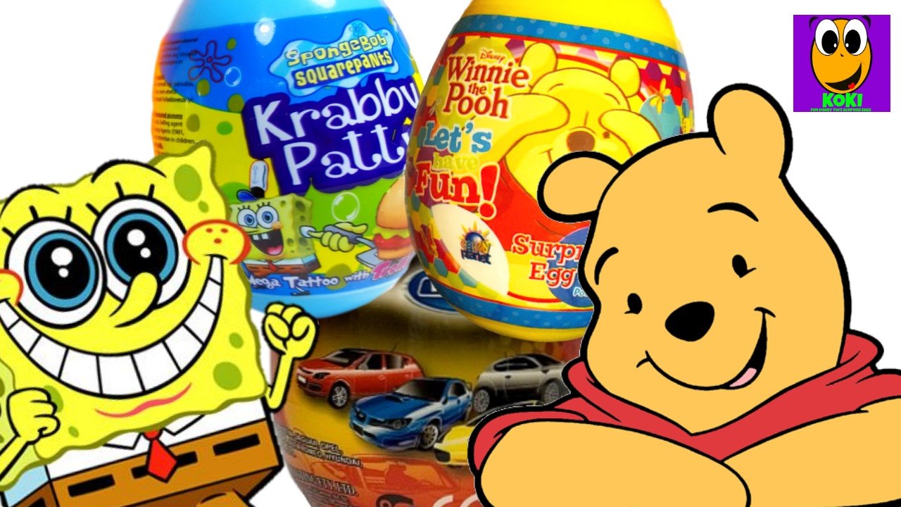 Surprise eggs Spongebob Winnie the Pooh Videos for kids by Koki Disney Toys