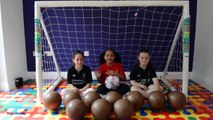 BASHING 10 Giant Surprise Chocolate Footballs - Football Challenges - Kinder Surprise Eggs Opening-GUIiuK