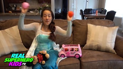SPIDERMAN vs JOKER! Joker Poo Colored Balls w/ Pink Spidergirl Frozen Elsa - Fun Superhero