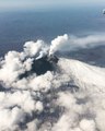 Aerial View of Smoke Columns Above Etna Craters