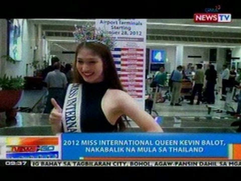 NTG: 2012 Miss International Queen Kevin Balot, nakabalik na mula sa Thailand