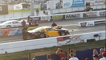 Mustang drag race wreck at 140 MPH
