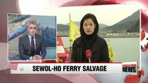 First stage of Sewol-ho salvage operation complete, after ferry hull lifted above water