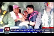 Cañete: policía rescata a pobladores aislados por huaicos