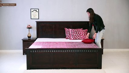 Tải video: Double Beds  - Buy Adolph Bed with Storage (Walnut Finish) at Wooden Street