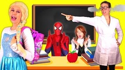 Frozen Elsa KICKED OUT OF SCHOOL! w/ Spiderman Joker Anna McDonalds Challenge Superman Fun Real Life
