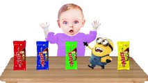 Bad Baby Crying and Learn Colors-Colorful Chocolate vs Minion-Finger Family Song
