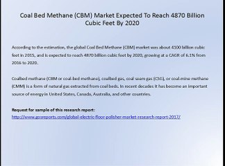 Coal Bed Methane (CBM) Market Expected To Reach 4870 Billion Cubic Feet By 2020