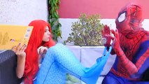 Is Spiderman Mermaid CHEATING on Frozen Elsa & KISSING Ariel The Little Mermaid? w/ Joker