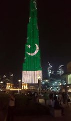 Burj Khalifa Lights Up With The Pakistan National Flag - 23rd March Pakistan Day