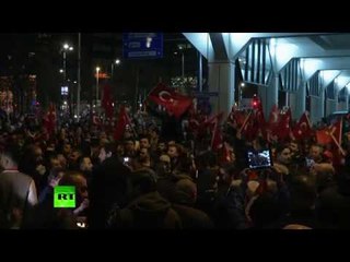Pro-Turkish demonstrators rally outside Turkish Consulate in Rotterdam