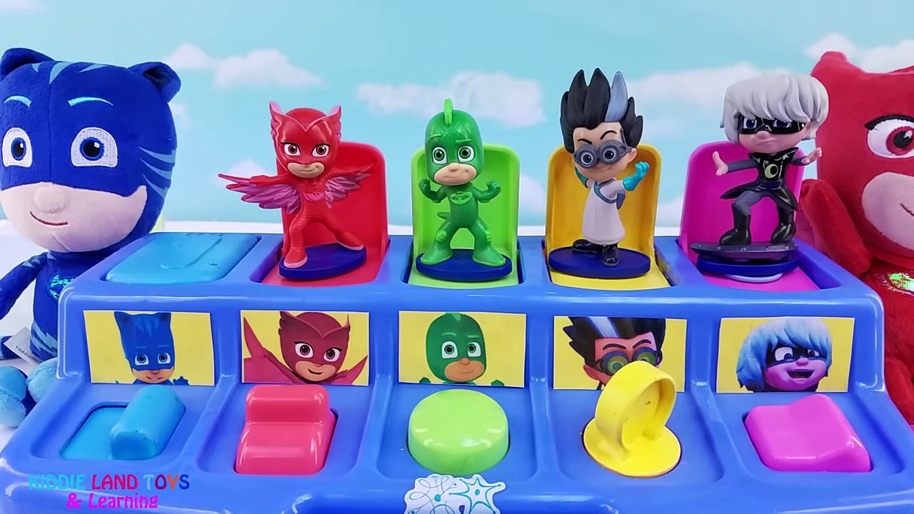 PJ Masks Toy Characters Play Gumballs Surprise Eggs BEST Video to Learn Colors Numbers Cat