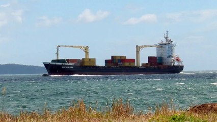 The MSC KIA-ORA Ship at the Mouth of the Tamar River