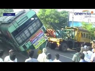 மதுரை அருகே நிலைதடுமாறிய அரசு பேருந்து... தடுப்புச் சுவரில் மோதி விபத்து - 32 பயணிகள் காயம்