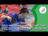2015 Nikon Hong Kong Junior & Cadet Open – ITTF Golden Series Junior Circuit – Day 3 LIVE