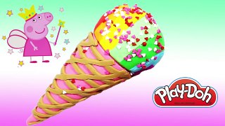 PLAY DOH FUN!!!- Rainbow ice cream cinnamon along peppa pig español