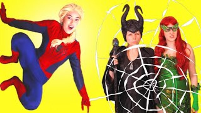 Frozen Elsa Becomes SpiderElsa Again! w/ Spiderman, Pink Spidergirl Joker & Doctor! Superhero Fun :)