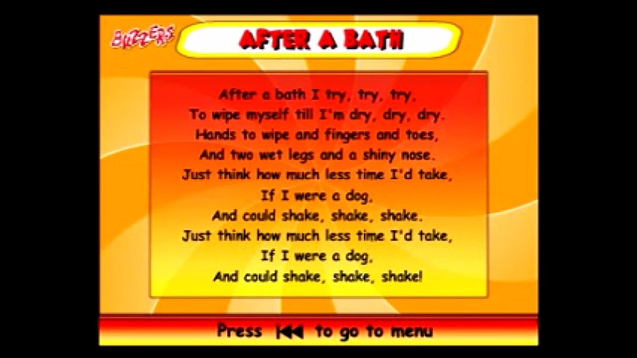 After a bath rhymes