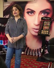 Atiqa Odho on an event of her makeup brand AO Cosmetics