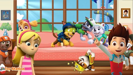 PAW PATROL 5 LITTLE MONKEYS JUMPING ON THE BED NURSERY RHYME DRAWING WITH LYRICS